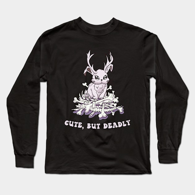 Cute but deadly Pastel Goth Jackalope Mythical Creature Long Sleeve T-Shirt by secondskin